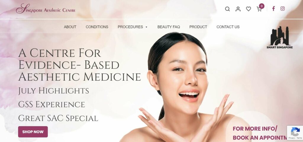 Singapore Aesthetic Center homepage