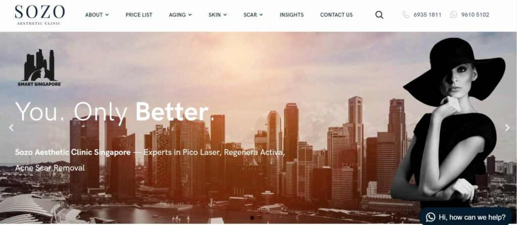 Sozo Aesthetic Clinic homepage