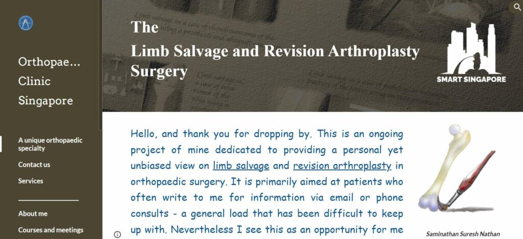 Orthopaedic Clinic Singapore - Limb Salvage and Revision Arthroplasty Surgery Homepage