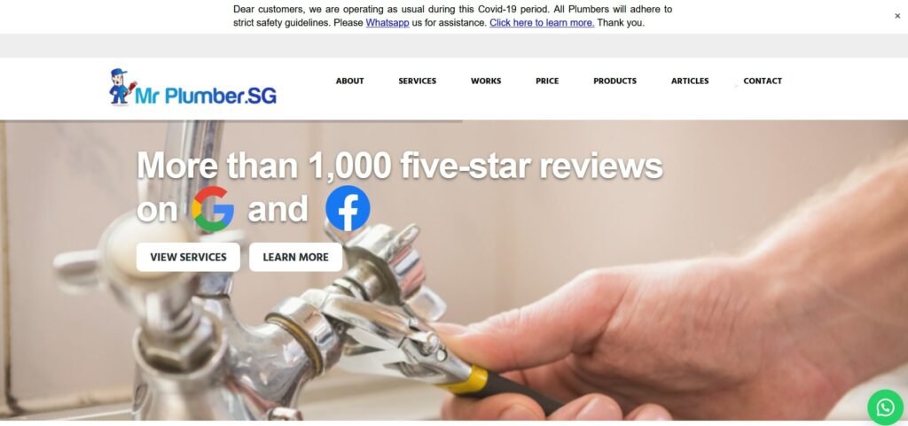 Mr Plumber Singapore Homepage