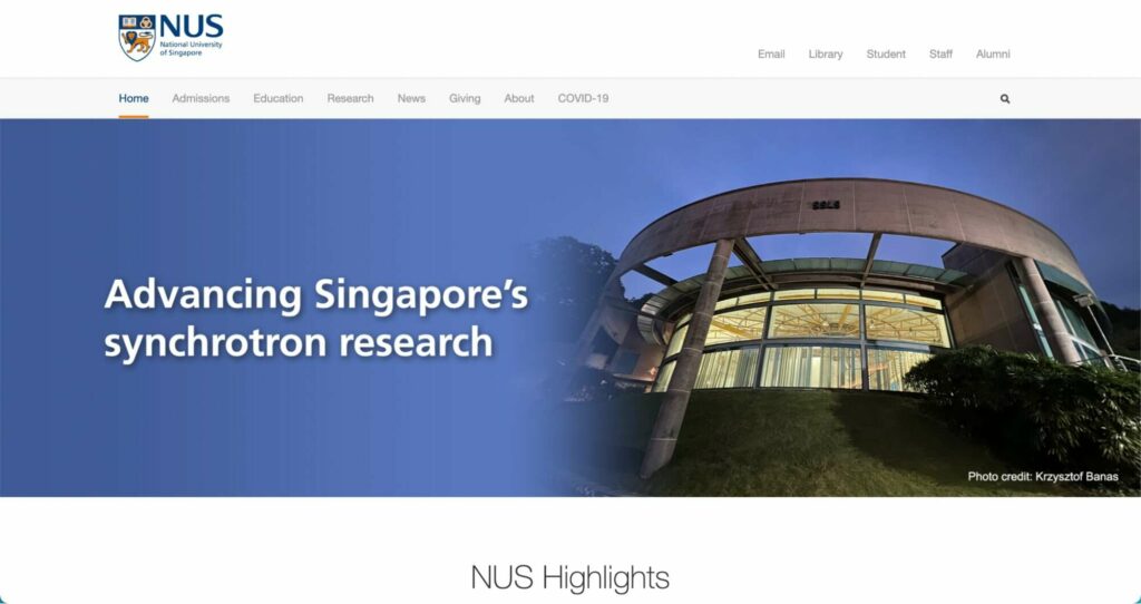 National University of Singapore Homepage