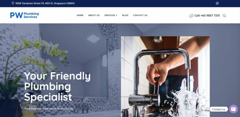 PW Plumbing Services Homepage