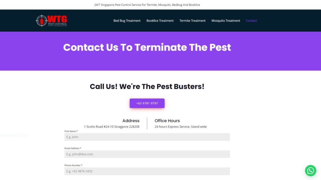 WTG Pest Control Homepage
