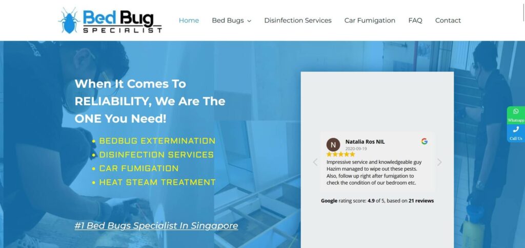 Bed Bug Specialist Singapore Homepage