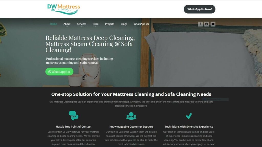 DW Mattress Cleaning Homepage