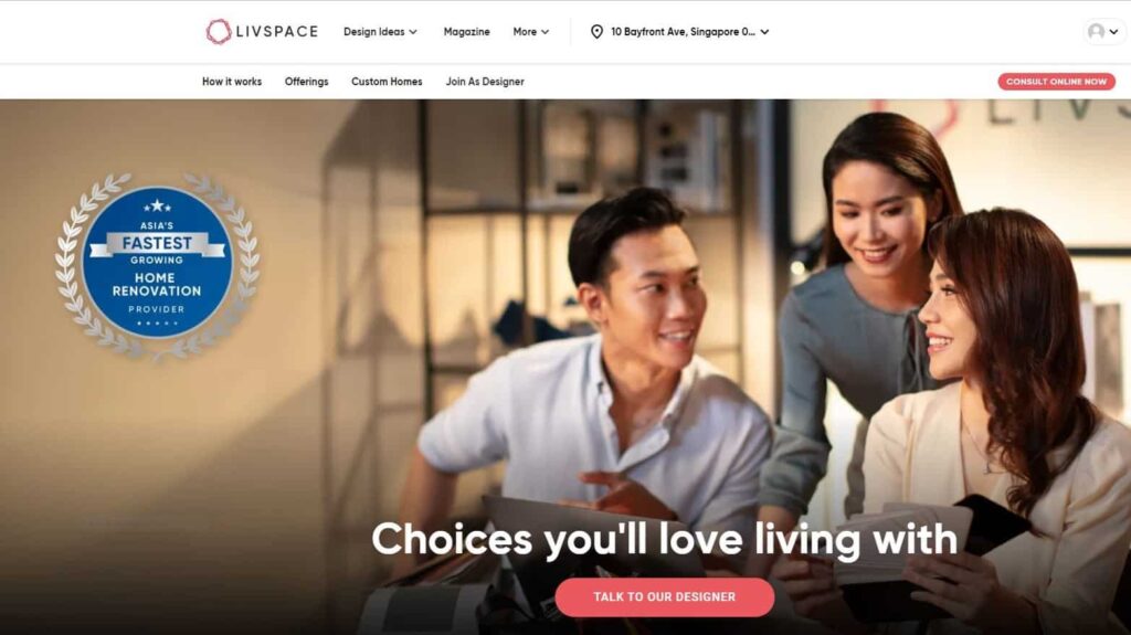 Livspace Homepage