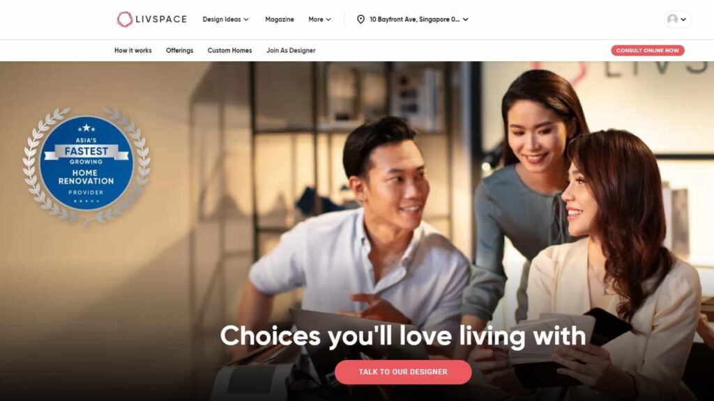 Livspace Homepage
