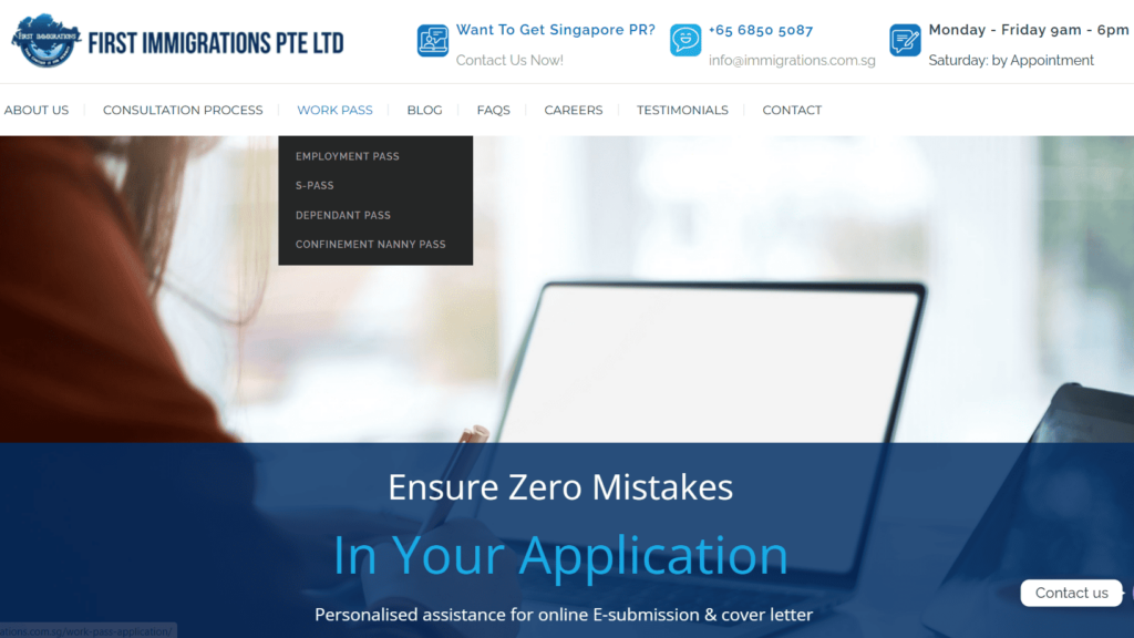 First Immigrations Pte Ltd's Homepage
