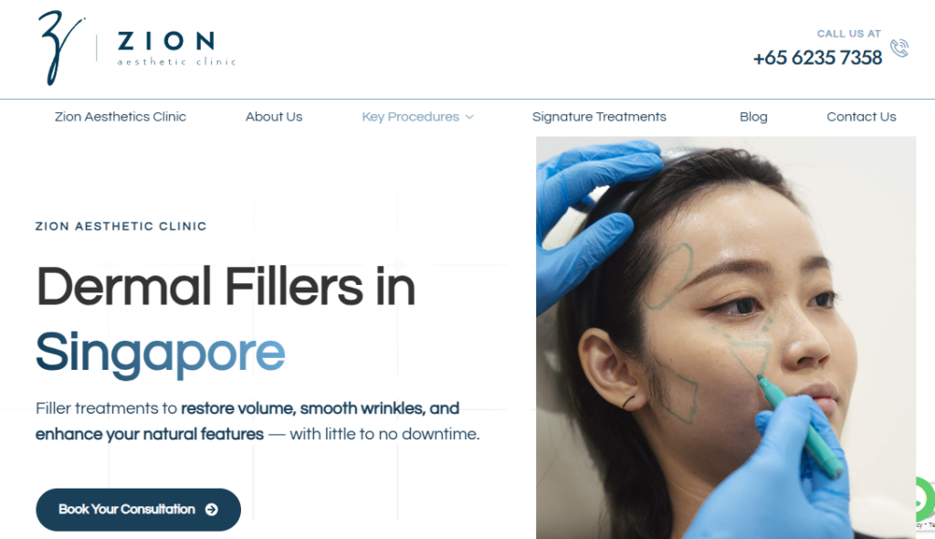 zion aesthetics clinic homepage