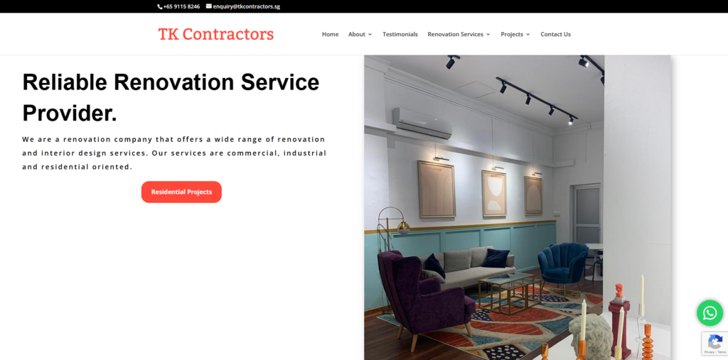 tk contractors homepage