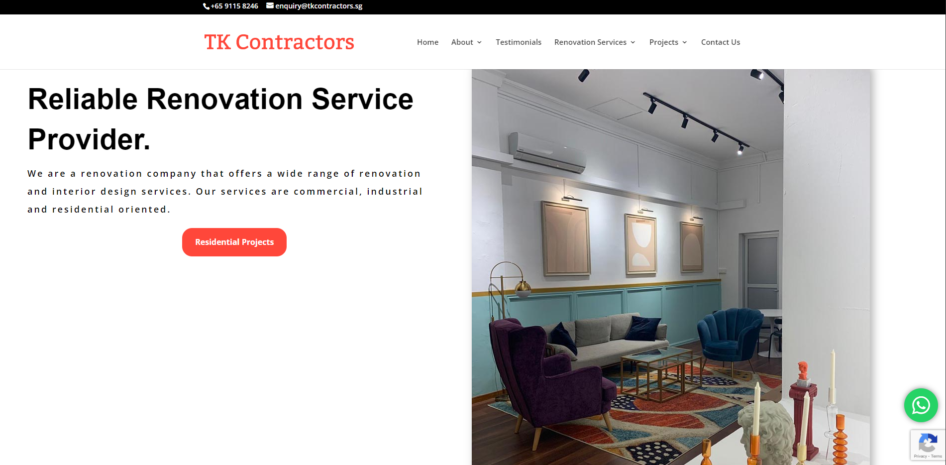 tk contractors homepage
