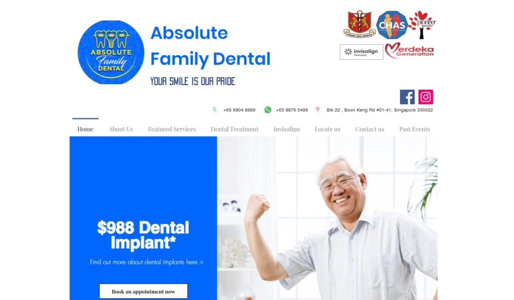 absolute family dental homepage