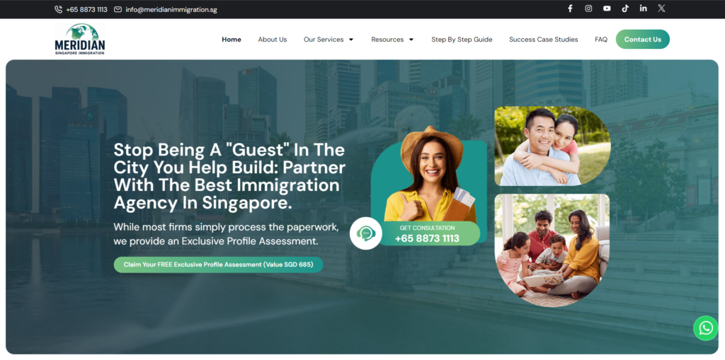 Meridian Singapore Immigration homepage