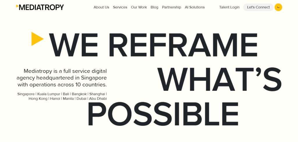 Mediatropy Digital Agency homepage
